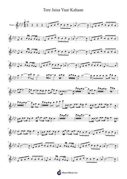 Tere Jaisa Yaar Kahaan Sheet Music by Kishore Kumar-Arr.Lilrald