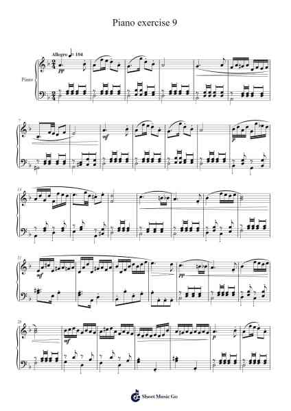 Piano Exercise No. 9 Sheet Music by Mattnat Bingtine-Arr.Bushdiah Kenthood