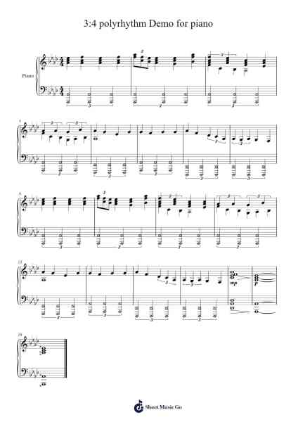 3:4 polyrhythm Demo for piano Sheet Music by Ethan Cunningham-Arr.Wyann Ianli