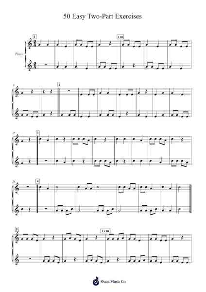50 Easy Two-Part Exercises Sheet Music by Denise Bacon-Arr.Vicnick Hoodpy