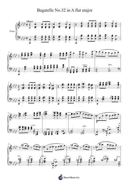Bagatelle No.32 in A flat major Sheet Music by -Arr.Temky Pisoll