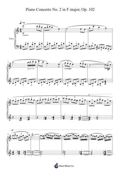 Piano Concerto No. 2 in F major, Op. 102 Sheet Music by Dmitri Shostakovich-Arr.Thaga Emsia