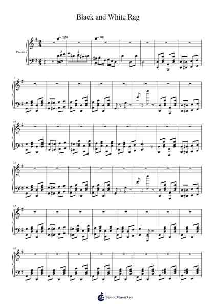 Black and White Rag Sheet Music by George Botsford-Arr.Keyed Kakuk