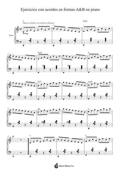 Ejercicios con acordes en formas A&B en piano Sheet Music by Alberto Betancourt-Arr.Dwightbright