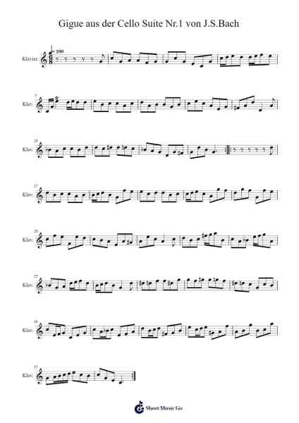 Gigue aus der Cello Suite Nr.1 von J.S.Bach Musica per pianoforte di J.S. Bach - Arr.Asdict