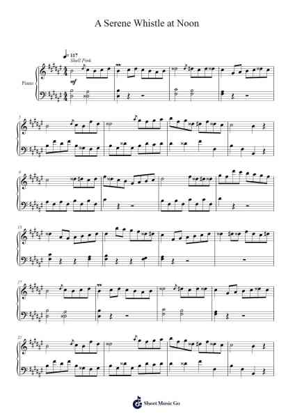 A Serene Whistle at Noon Sheet Music by Toursbur-Arr.Egbeau