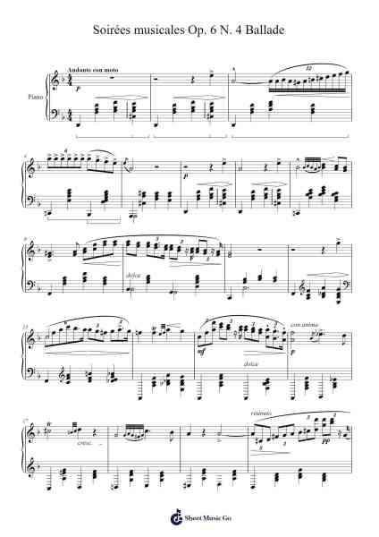 Soirées musicales Op. 6, No. 4: Ballade Sheet Music by Clara Schumann-Arr.Fredbey Beerwar