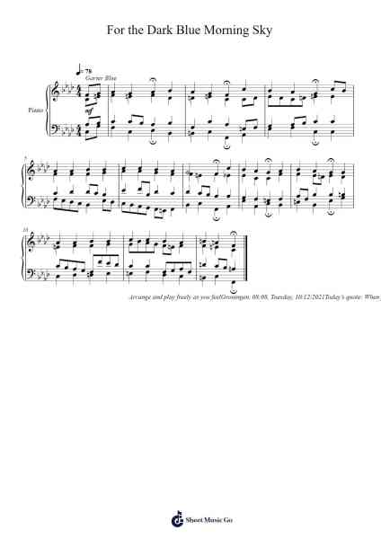 For the Dark Blue Morning Sky Sheet Music by Toursbur-Arr.Chauburne Fowblair