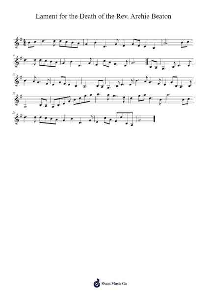 Lament for the Death of the Rev. Archie Beaton 樂譜由 Duketein Rusnix - 編曲 Shertram