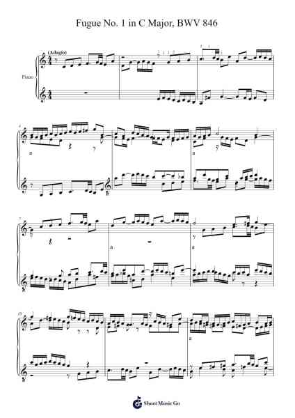 Fugue No. 1 in C Major, BWV 846 (from the "Well-Tempered Clavier"; 1st book) 樂譜由 Johann Sebastian Bach - 編曲 Gregrace Glennjob