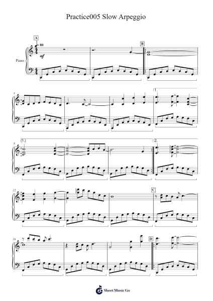 Practice005 Slow Arpeggio Sheet Music by Demplyn-Arr.Elfaithe