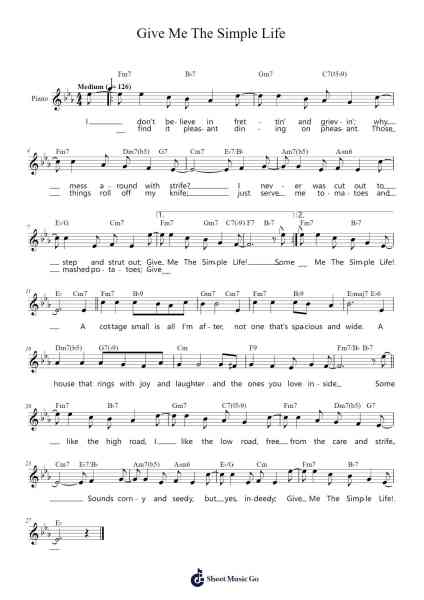 Give Me The Simple Life Sheet Music by Rube Bloom/Harry Ruby-Arr.Milllas