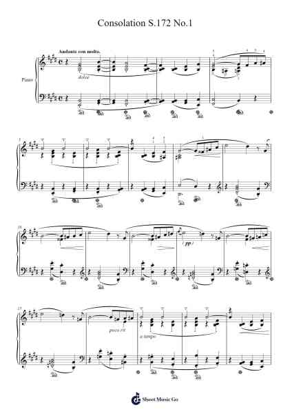 Consolation No. 1 in E Major, S.172 Sheet Music by Franz Liszt-Arr.Beroll