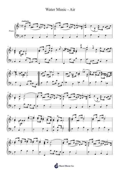 Water Music, Suite No. 1 in F Major, HWV 348: V. Air Sheet Music by George Frideric Handel-Arr.Reyler Poundien