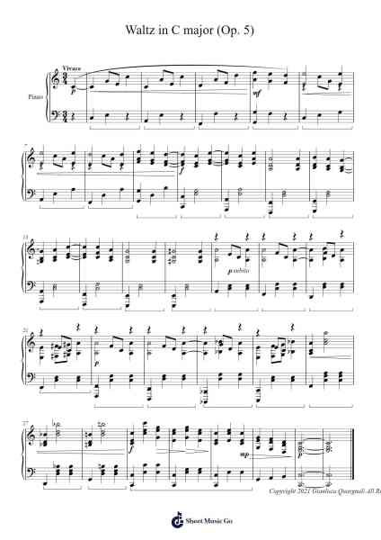 Waltz in C Major, Op. 5 Sheet Music by Gianluca Quargnali-Arr.Leamorse Tayh