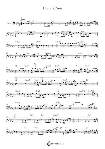 I Turn to You Sheet Music by Christina Aguilera-Arr.Pagdrow Kathrin