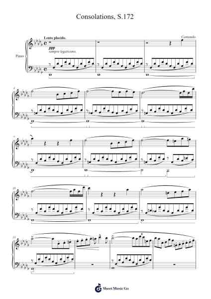 Consolations, S.172 Sheet Music by Franz Liszt-Arr.Duttcash Cornie