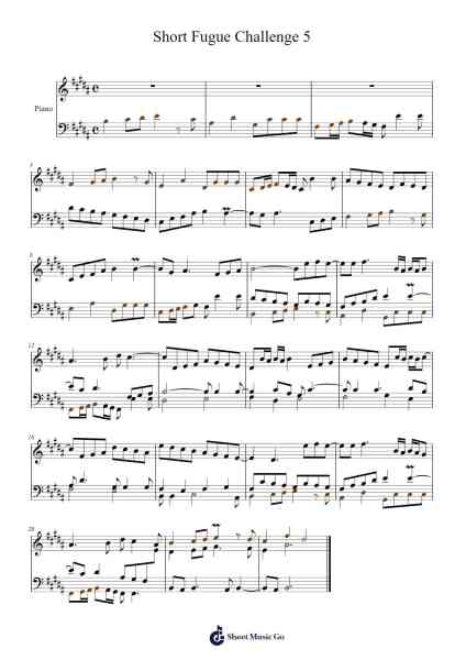 Short Fugue Challenge 5 Sheet Music by Humble New Music-Arr.Besquinn