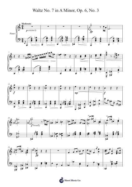Waltz No. 7 in A Minor, Op. 6, No. 3 Sheet Music by Moulduke-Arr.Nanzie