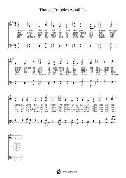 Though Troubles Assail Us Sheet Music by Joanna (or St. Denio)-Arr.Blairharte Titess