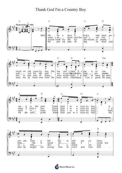 Thank God I'm a Country Boy Sheet Music by John Denver-Arr.Jesret