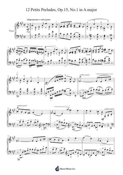 12 Petits Preludes, Op. 15, No. 1 in A major Sheet Music by E. M. Delaborde-Arr.Mablia Finkeith