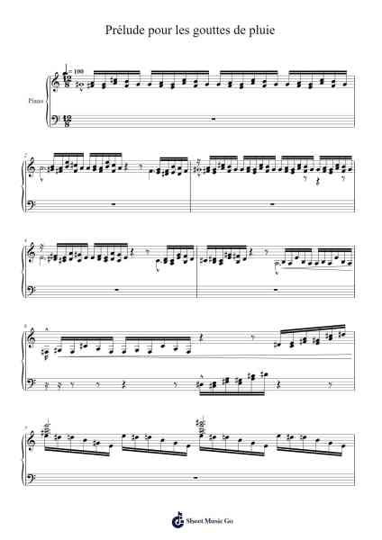 Prélude pour les gouttes de pluie Sheet Music by Rachel DW-Arr.Odefred