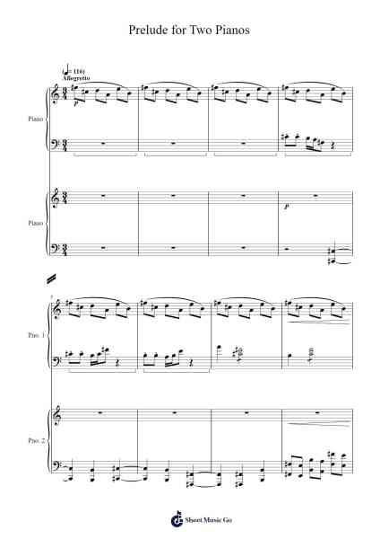 Prelude for Two Pianos Sheet Music by Alexander Vaux-Arr.Joejosh Demptout