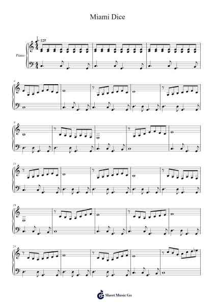 C64: Miami Dice Sheet Music by David Whittaker-Arr.Milnett