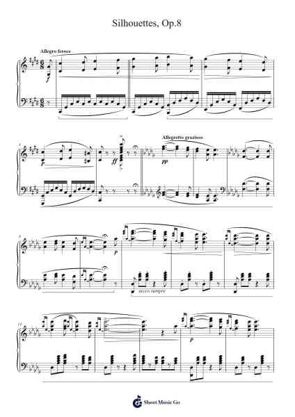 Silhouettes, Op.8 Sheet Music by Antonín Dvořák-Arr.Odefred