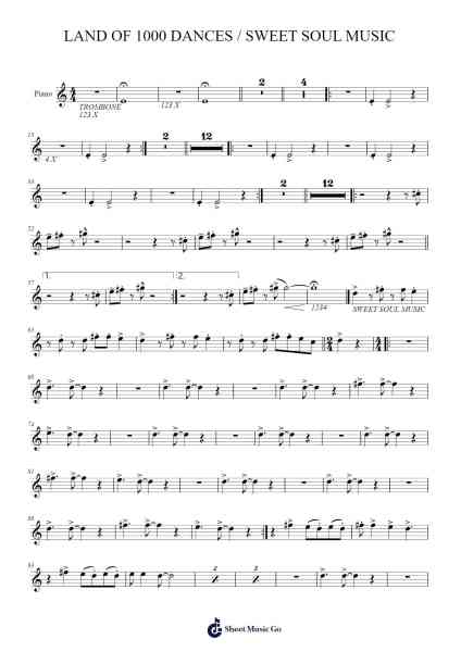 LAND OF 1000 DANCES / SWEET SOUL MUSIC Sheet Music by A. PAULISSEN-Arr.Attchols Jamestion