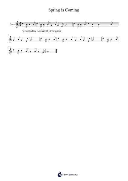 Spring is Coming Sheet Music by -Arr.Buckclough Woogold