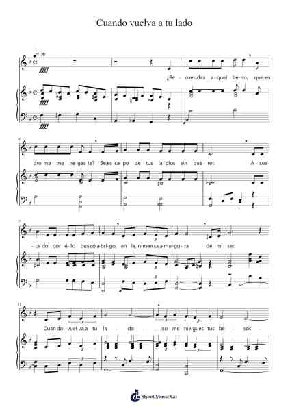Cuando vuelva a tu lado Sheet Music by María Grever-Arr.Gemgene