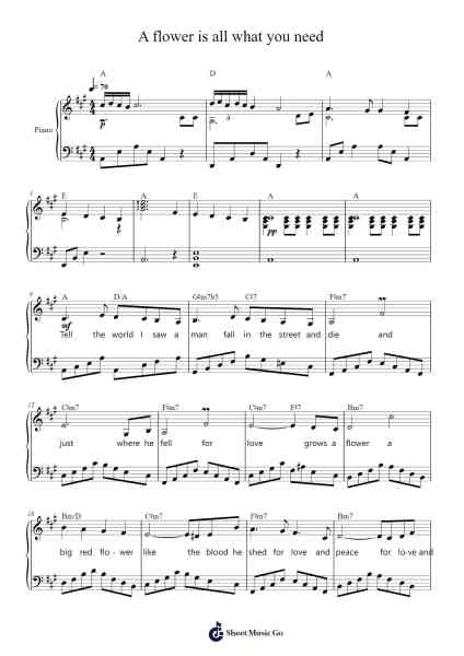 A flower is all what you need Sheet Music by Demis Roussos-Arr.Huce Earlville