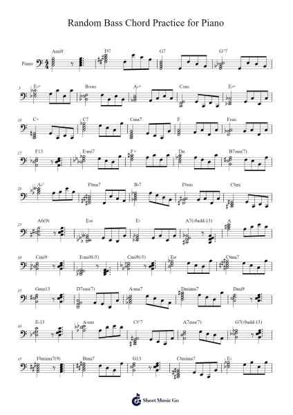 Random Bass Chord Practice for Piano Sheet Music by Chaucob Pegra-Arr.Molsham
