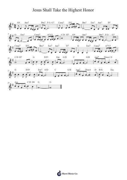 Jesus Shall Take the Highest Honor Sheet Music by Chris A. Bowater-Arr.Hudthur Simpglas