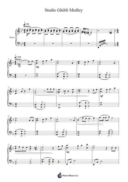Studio Ghibli Medley Sheet Music by Joe Hisaishi-Arr.Sherrah Birroll