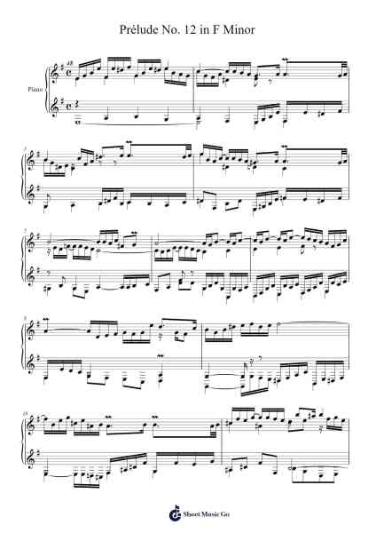 Prélude No. 12 in F Minor Sheet Music by Johann Sebastian Bach-Arr.Sidser