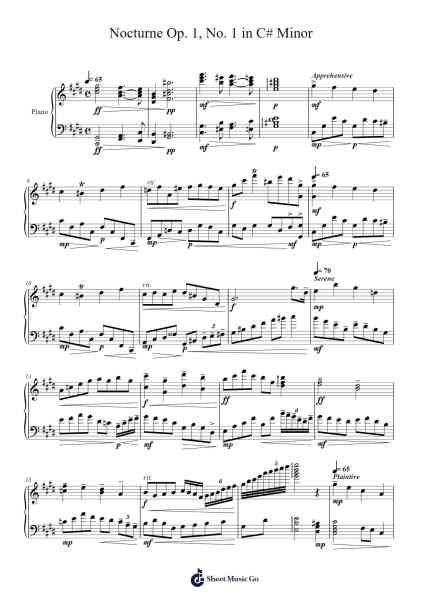 Nocturne Op. 1, No. 1 in C# Minor: The Mysterious Bliss of Moonlight Sheet Music by Stonedine Rurick-Arr.Lamjane
