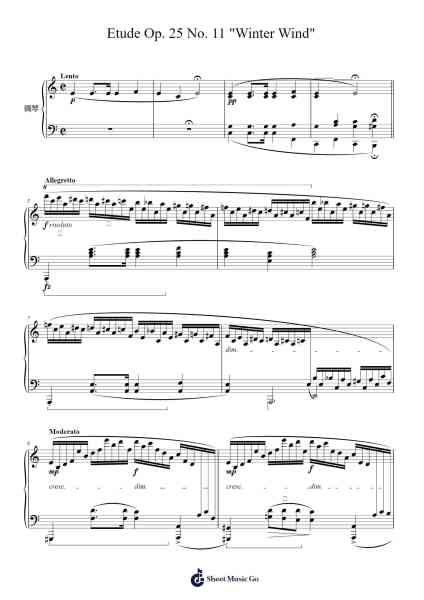 Étude Op. 25 No. 11 "Winter Wind" in A Minor Sheet Music by Frédéric Chopin-Arr.Attmen Keycie