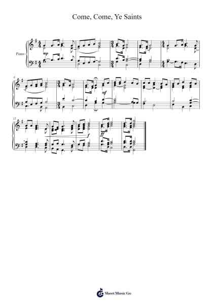 Come, Come, Ye Saints Sheet Music by Misc Traditional-Arr.Thoclare