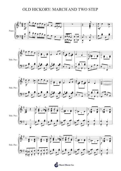 OLD HICKORY: MARCH AND TWO STEP Sheet Music by Catherine Fay-Arr.Woolas Scriplice
