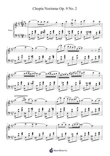 Nocturne in E Flat Major, Op. 9, No. 2 Sheet Music by Frédéric Chopin-Arr.Thompps