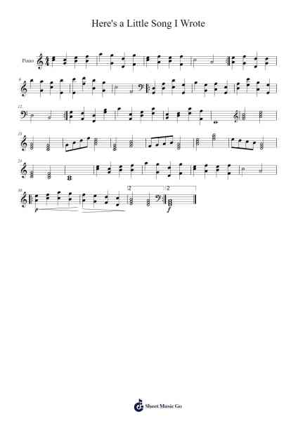 Here's a Little Song I Wrote النوتات الموسيقية بواسطة Weezy-ترتيب.Bloorgrace Springa