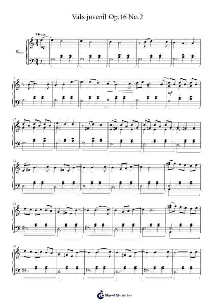 Vals juvenil Op.16 No.2 Sheet Music by Brightfrances-Arr.Kerrdutt Anda