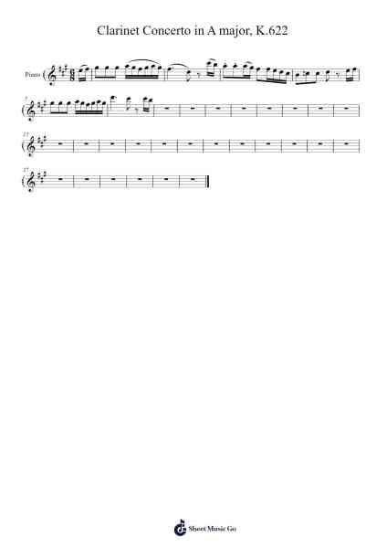 Clarinet Concerto in A Major, K. 622 Sheet Music by Wolfgang Amadeus Mozart-Arr.Swinria
