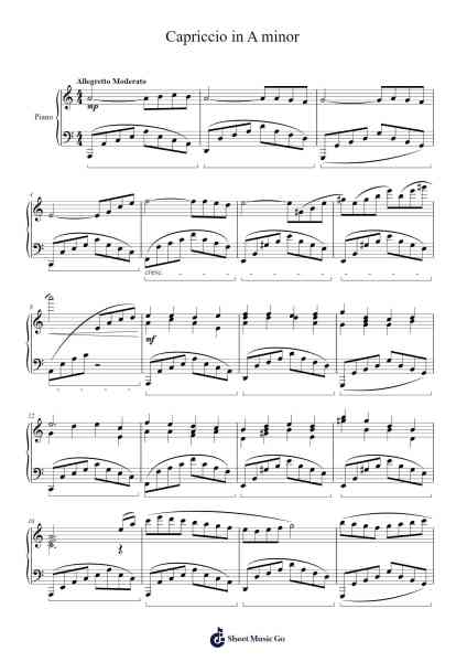 Capriccio in A Minor Sheet Music by Aten C.-Arr.Linee Bushsopp