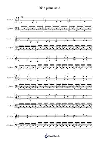 Dino piano solo Sheet Music by Pokiman10-Arr.Montbrook