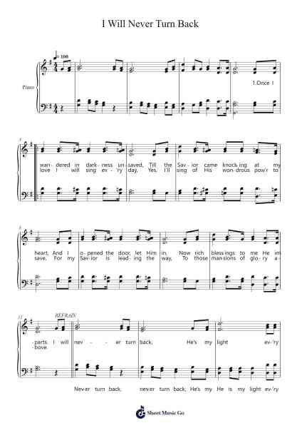 I Will Never Turn Back Sheet Music by Rufus Norton Grisham-Arr.Dunnnic