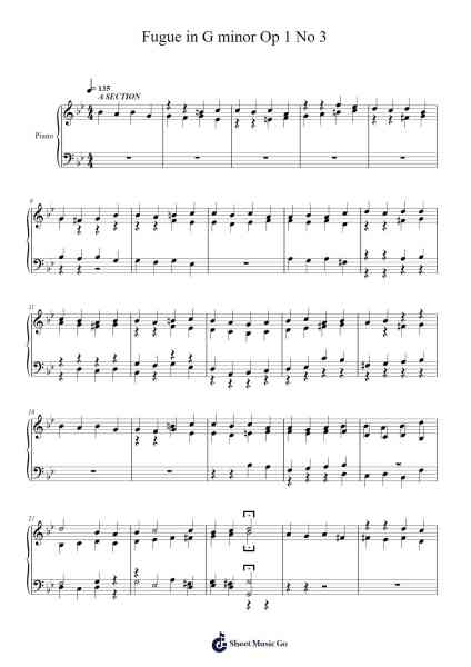 Fugue in G Minor, Op. 1 No. 3 Sheet Music by Vicfrances Allet-Arr.Swinale Reedria